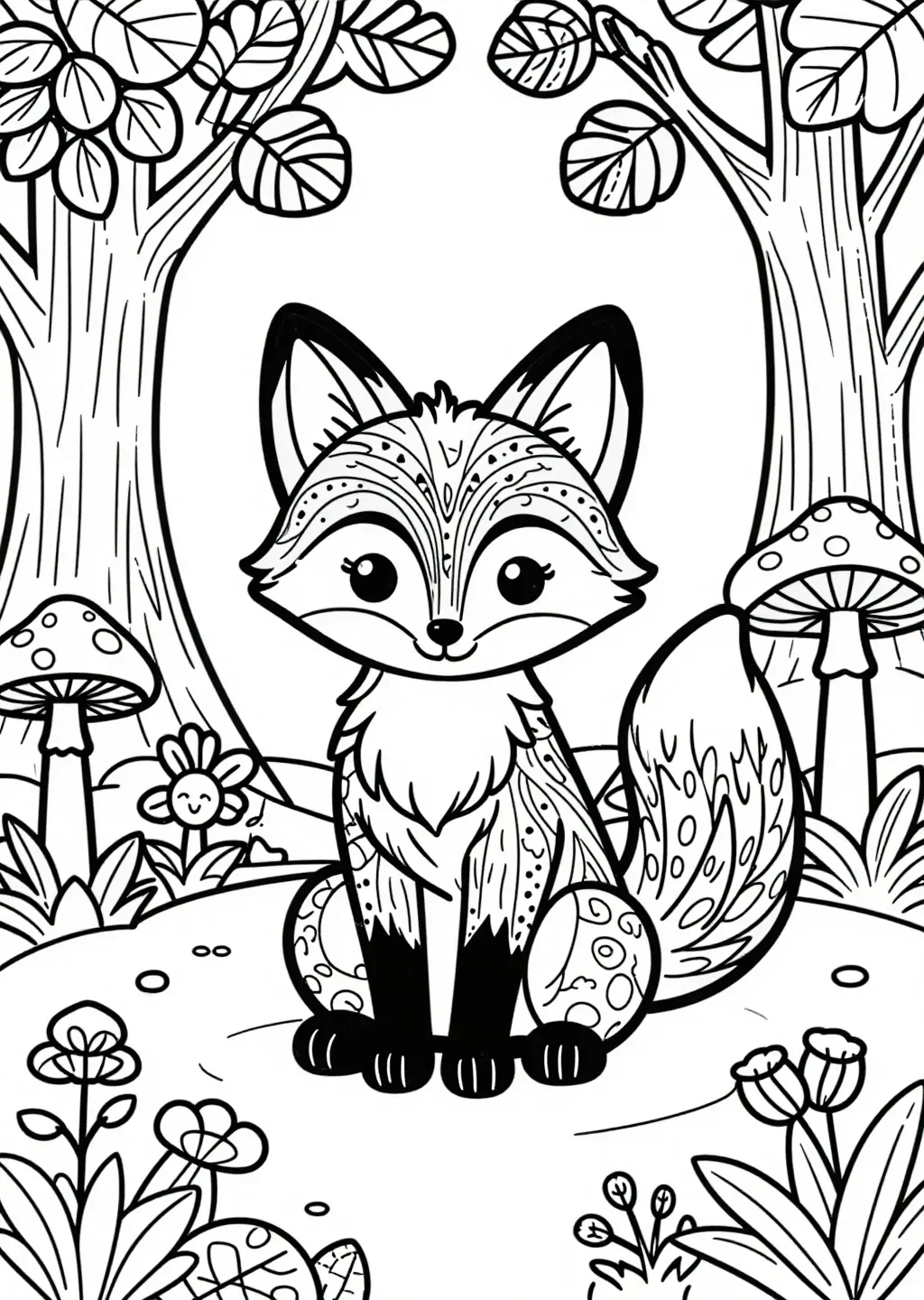 Playful Fox in Whimsical Forest Clearing