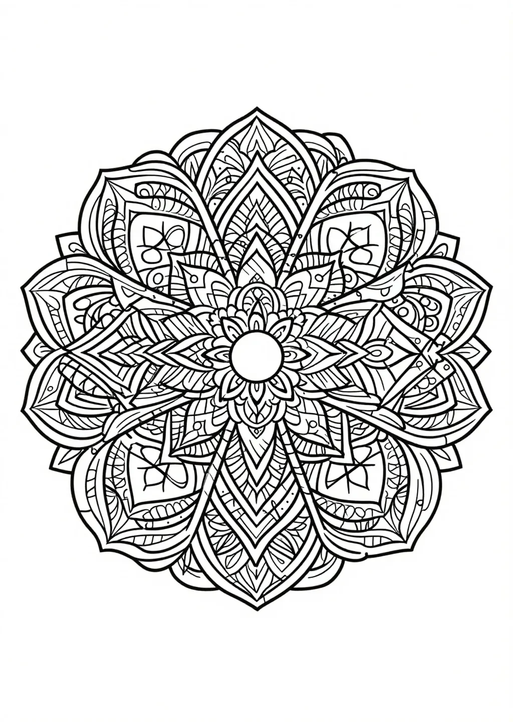 Cheerful Floral Mandala Coloring Page