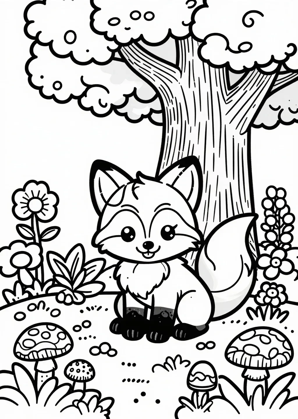 Friendly Fox Cub in Wildflower Meadow