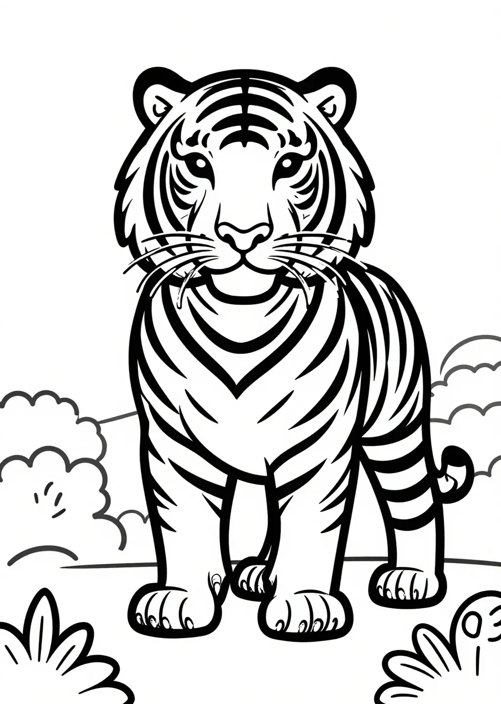 Majestic Tiger's Jungle Watch Coloring Page