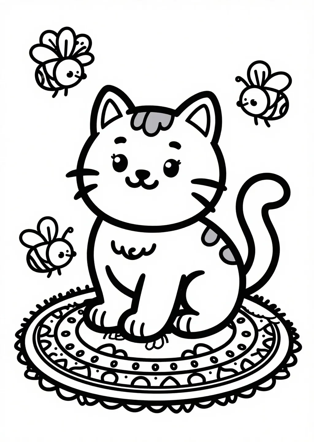 Cheerful Cat's Sunny Rug Adventure