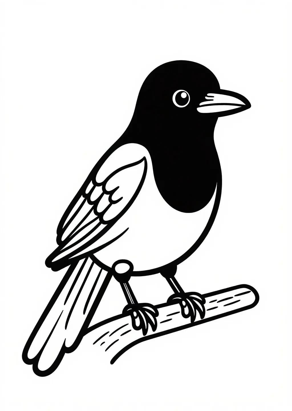 Happy Magpie Perched: Easy Coloring Fun