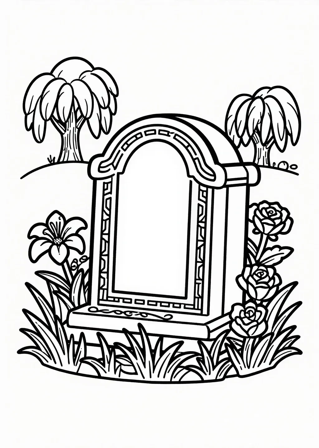 Reflective Gravestone Garden Coloring Art