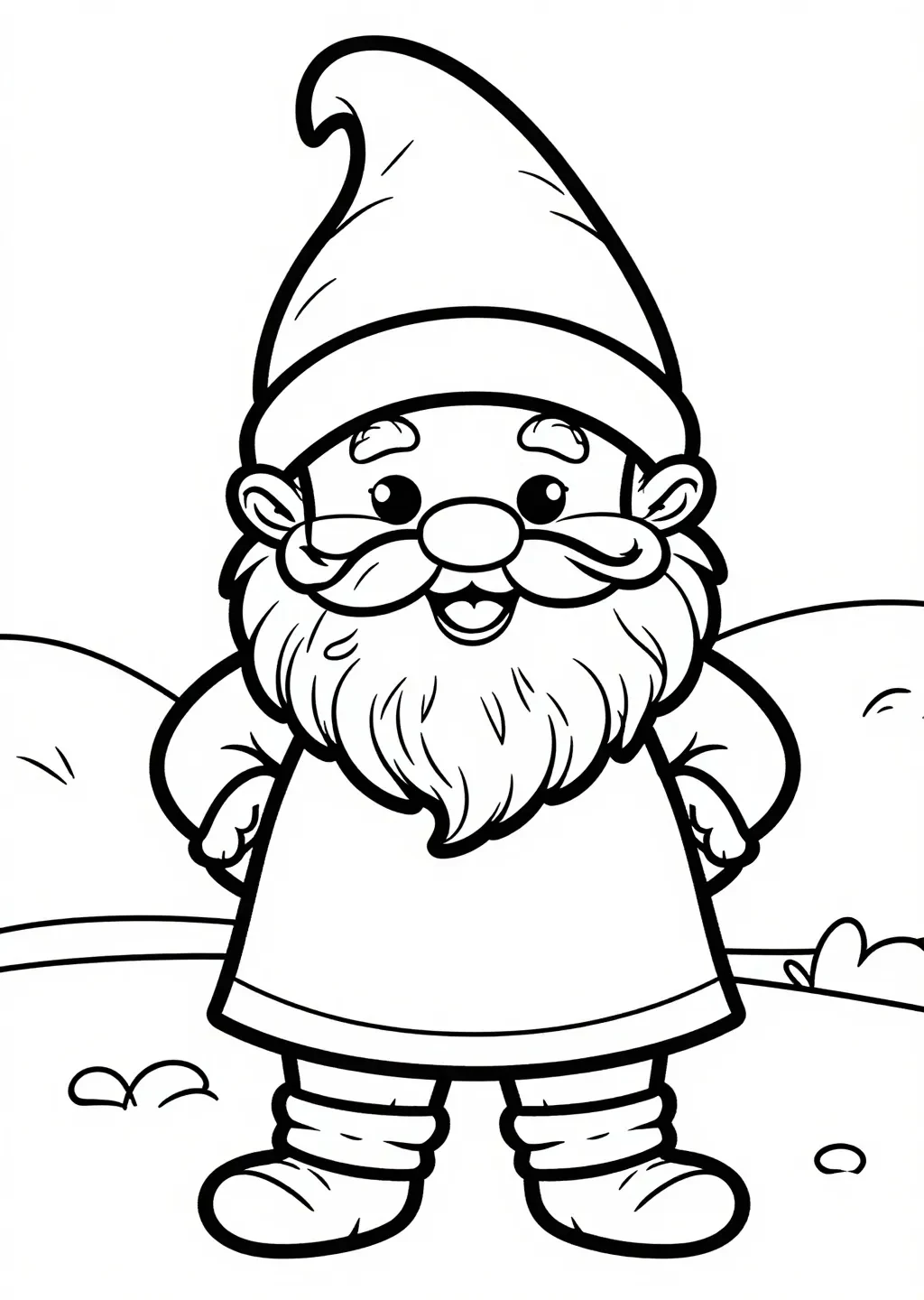Fröhlicher Wichtel mit Spitzhut Malvorlage