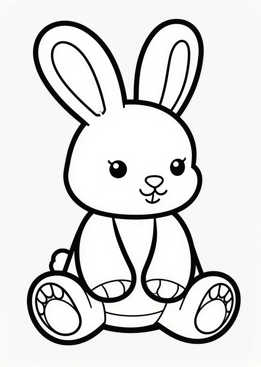 Süßer Plüschhase mit Knopfaugen Malvorlage