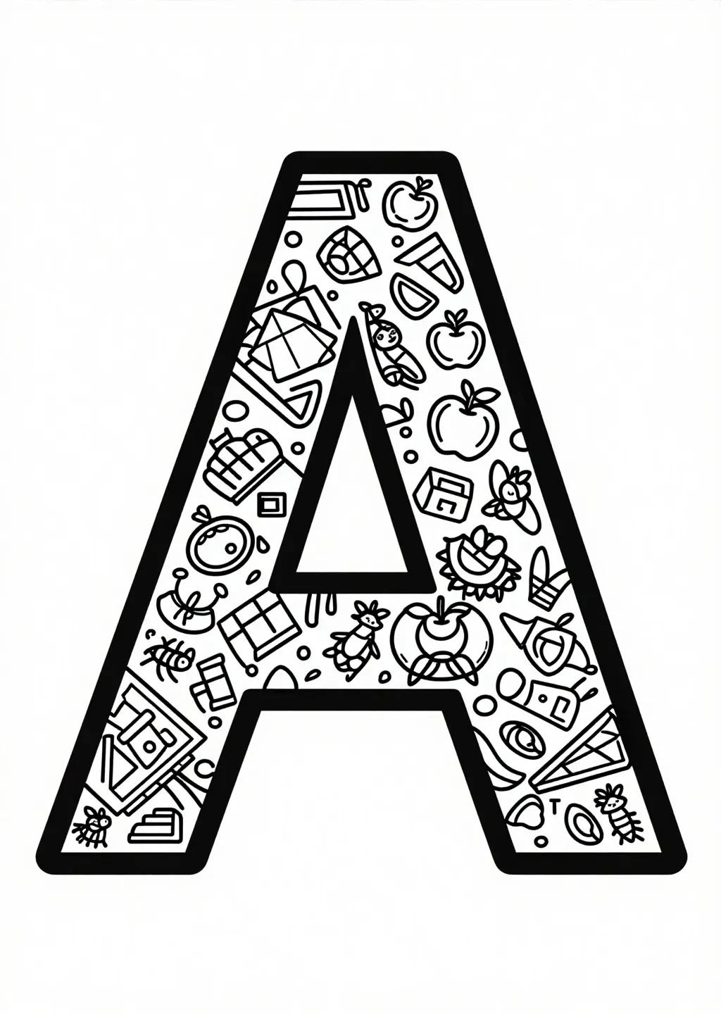 Detailreicher Buchstabe A zum Ausmalen