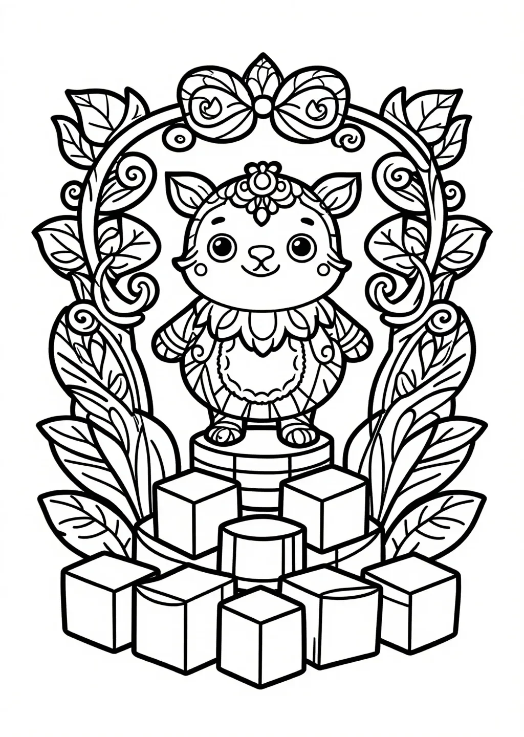 Whimsical Beast on Jumbled Blocks Art