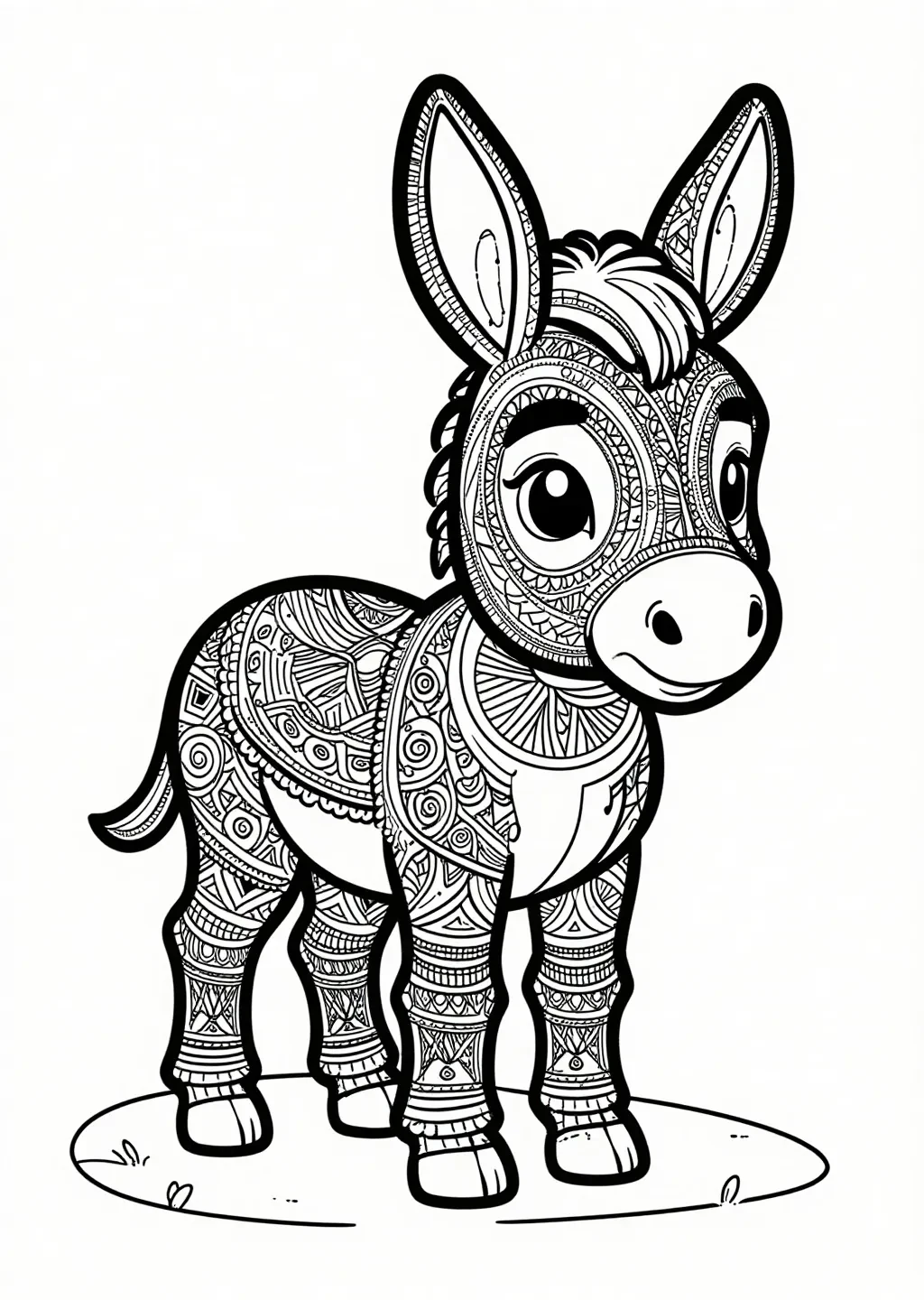 Fröhlicher Esel zum Ausmalen