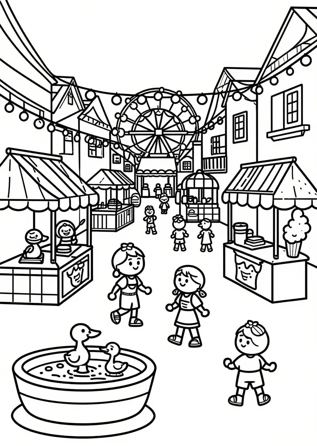 Callejón de Feria Vibrante para Colorear