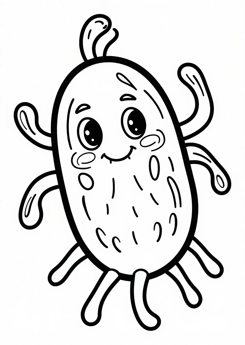 Fröhliche Bazillus-Bakterien Malvorlage Spaß