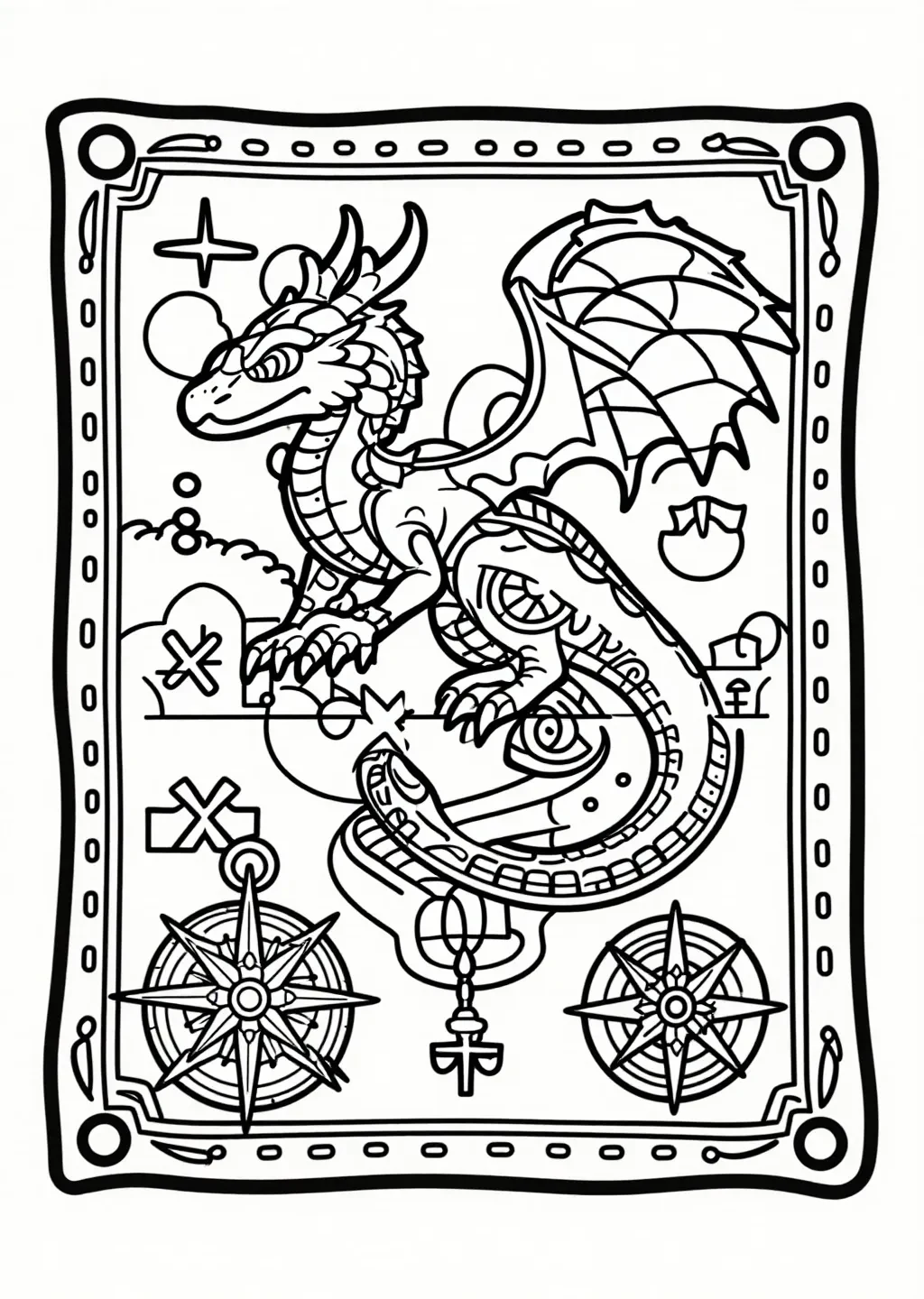 Basilisk Treasure Map Coloring Adventure