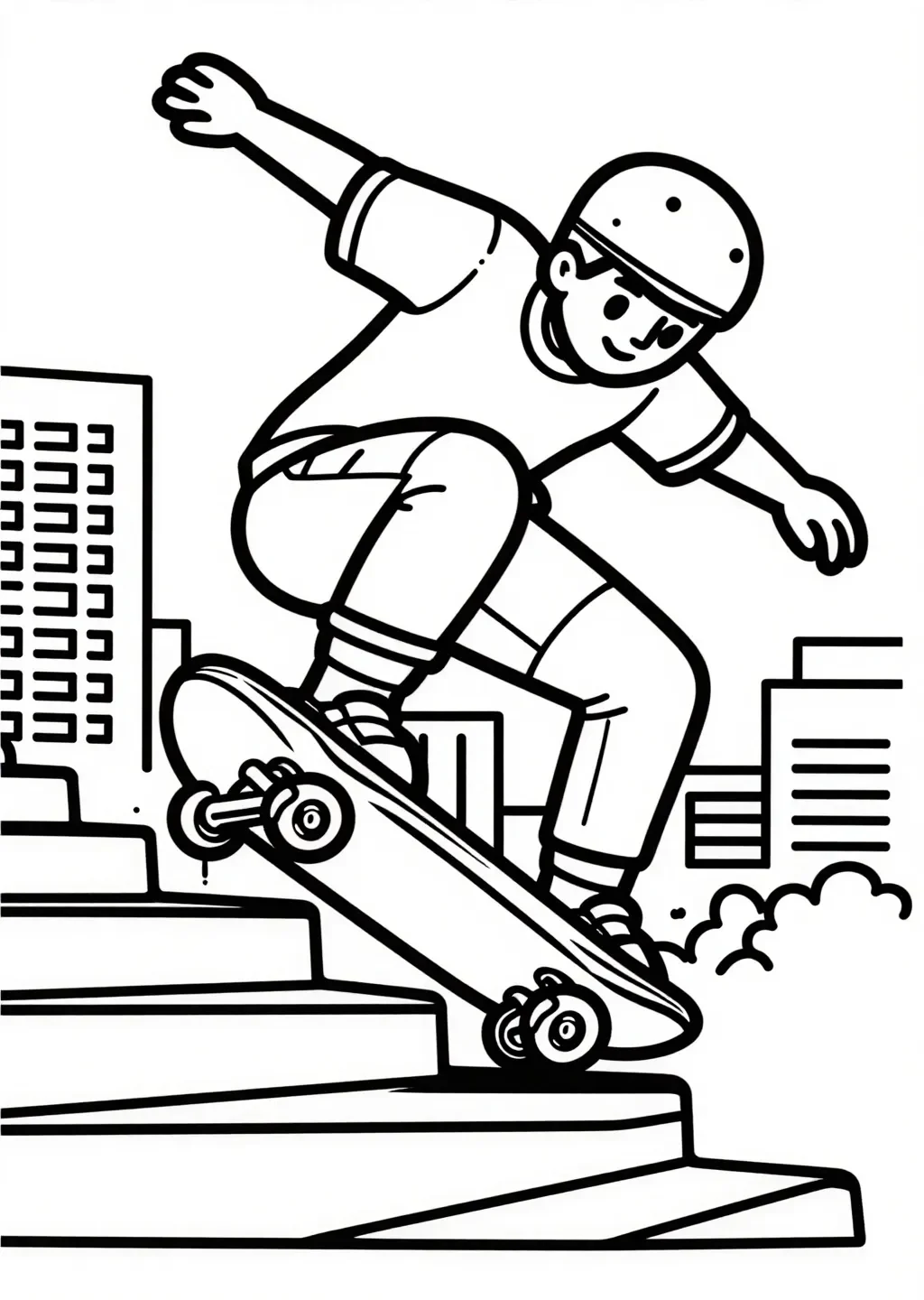 Skater Ollie en el Aire: Emoción Urbana para Colorear