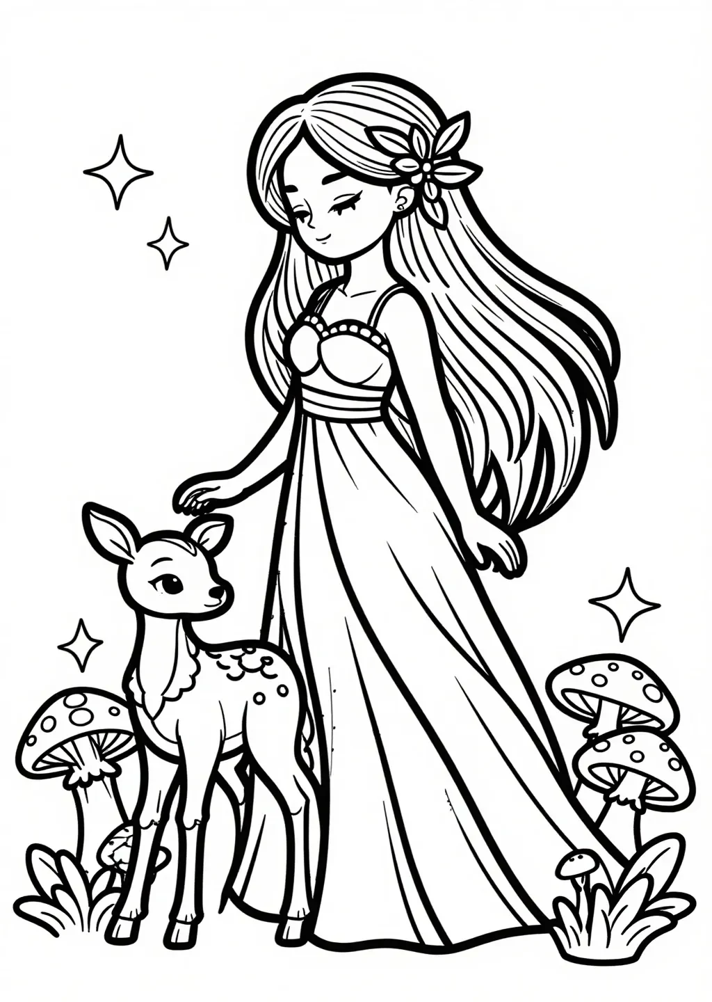 Neah the Nymph & Fawn in Whimsical Forest
