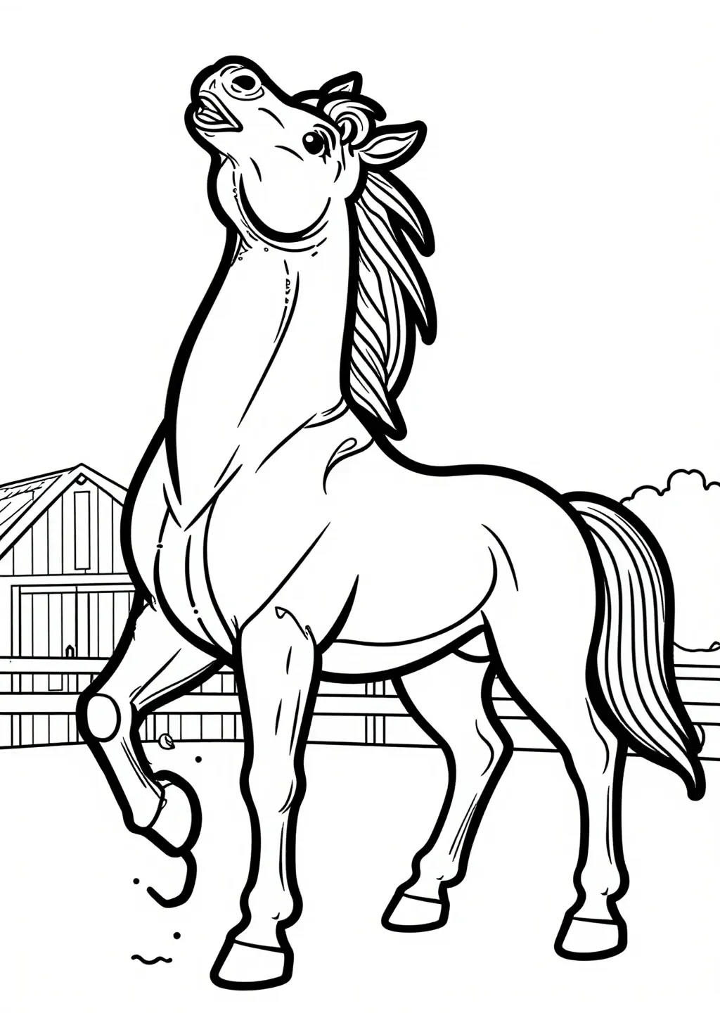 Majestic Neighing Horse Coloring Page