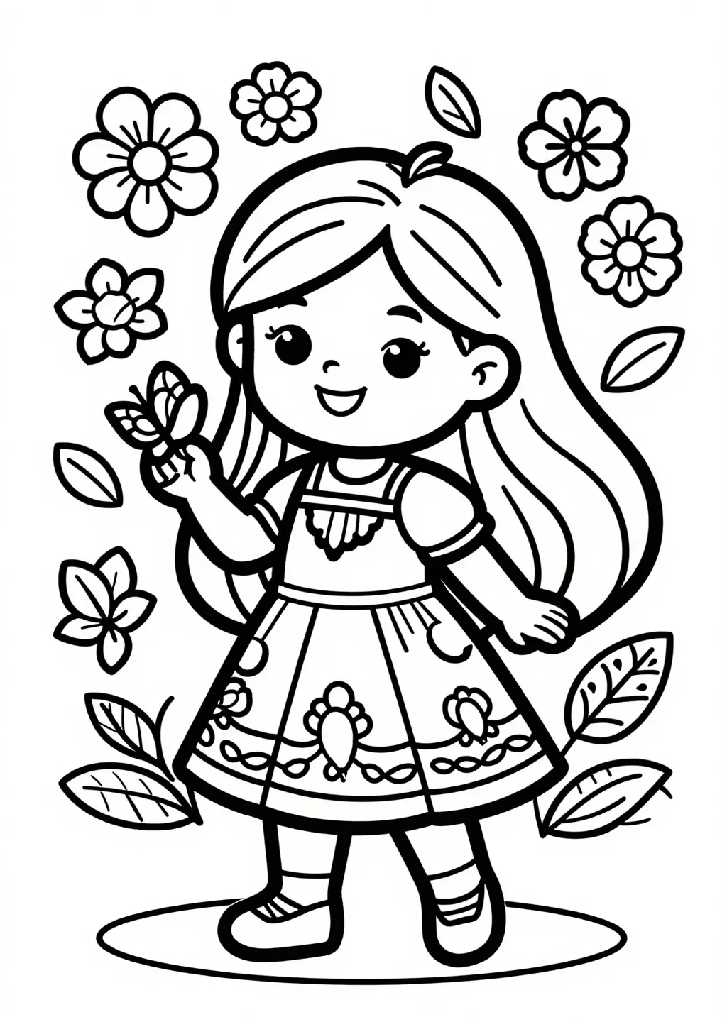 Emel and the Butterfly Garden Coloring Page