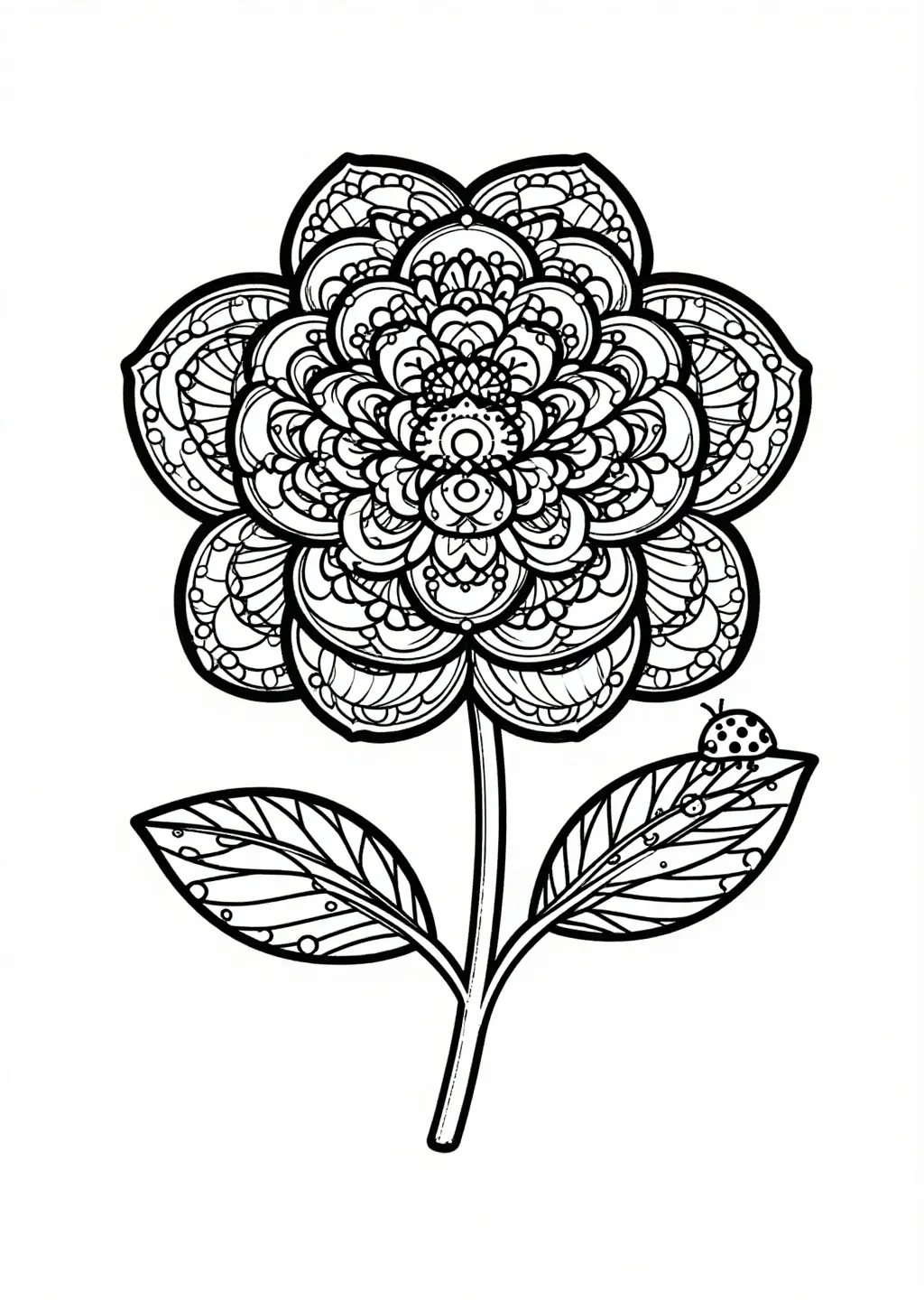 Elegant Bloom with Ladybug: Intricate Petals