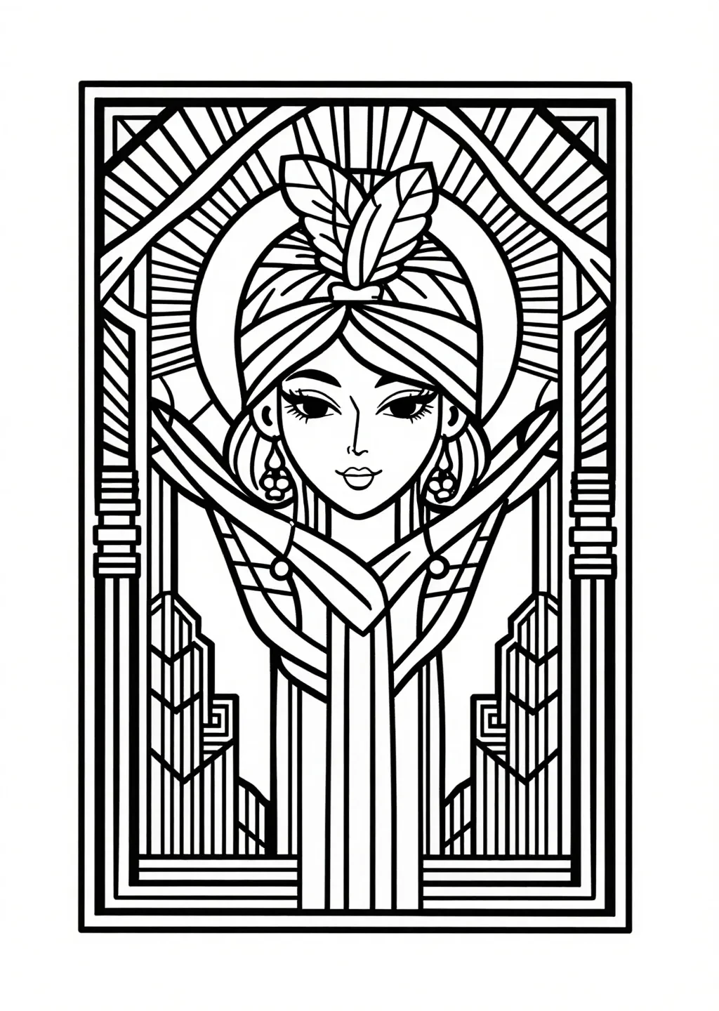 Art Deco Flapper Ausmalbild: Goldene Zwanziger