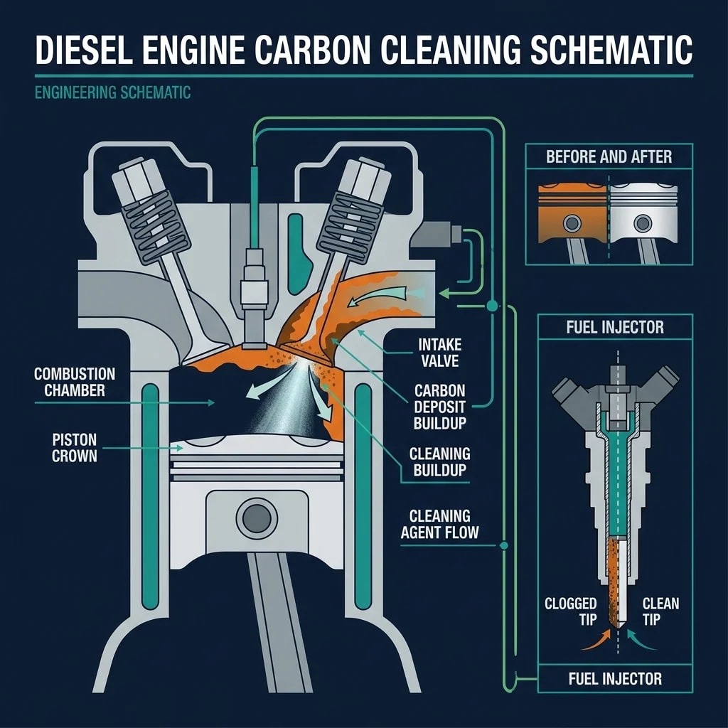 Carbon Engine Cleaning schematic illustration