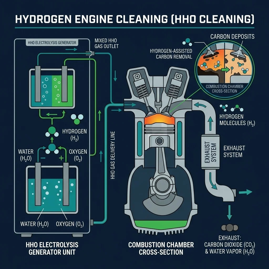 Hydrogen Engine Cleaning schematic illustration