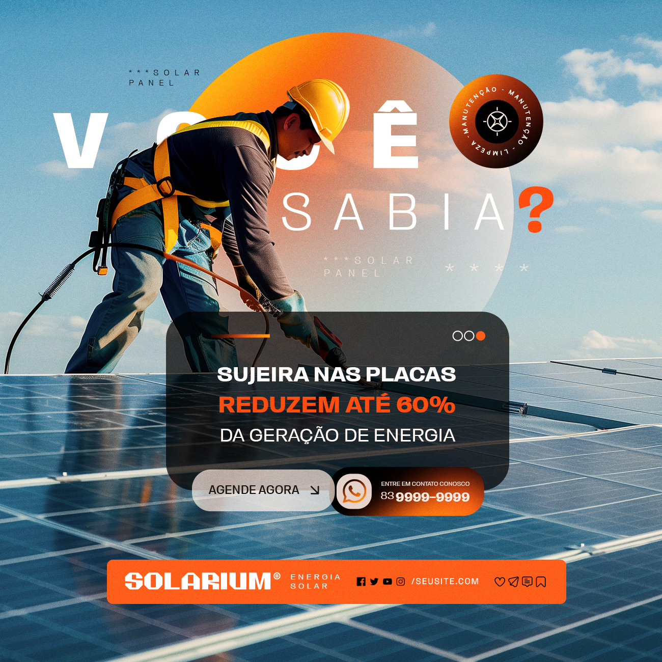 Energia Solar — Limpeza das placas solares