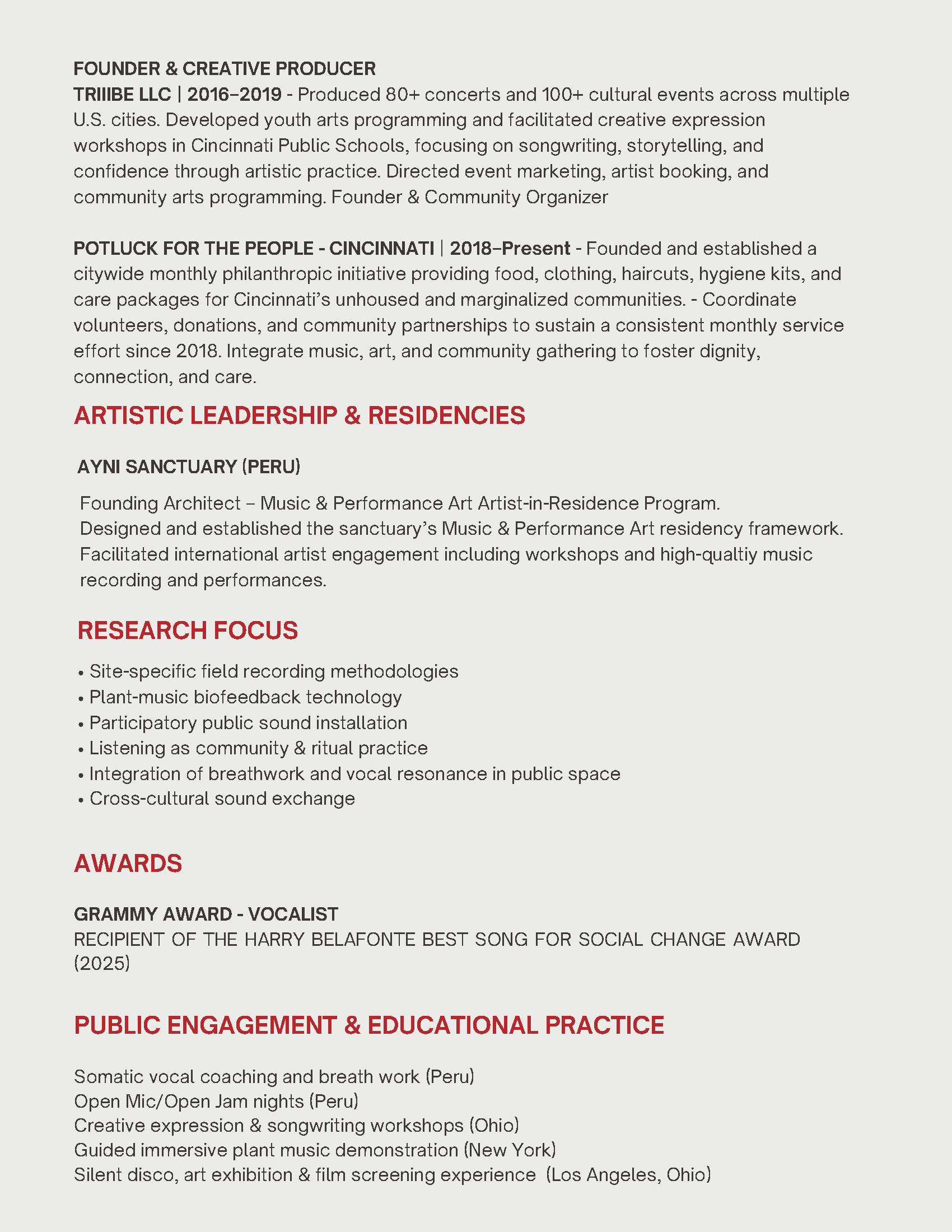 Aziza Love press kit page 2