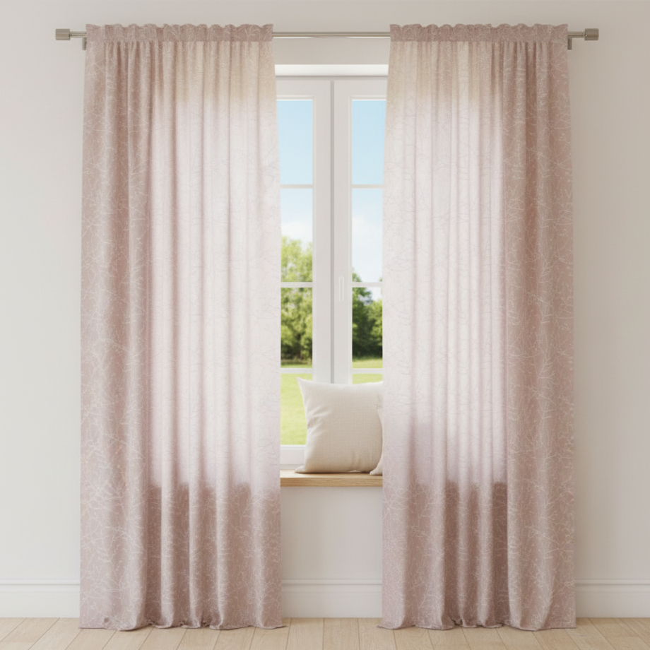 Blush Pink Botanical Sheer Curtains