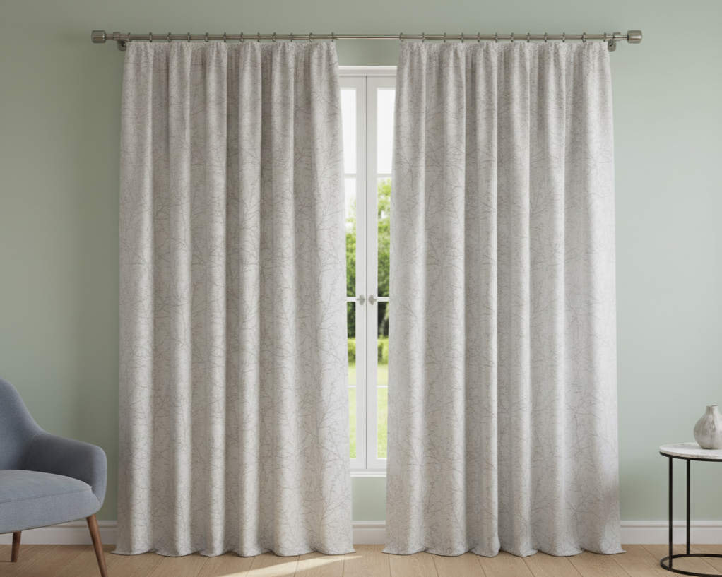 Minimalist Textured Light Gray/White Curtains