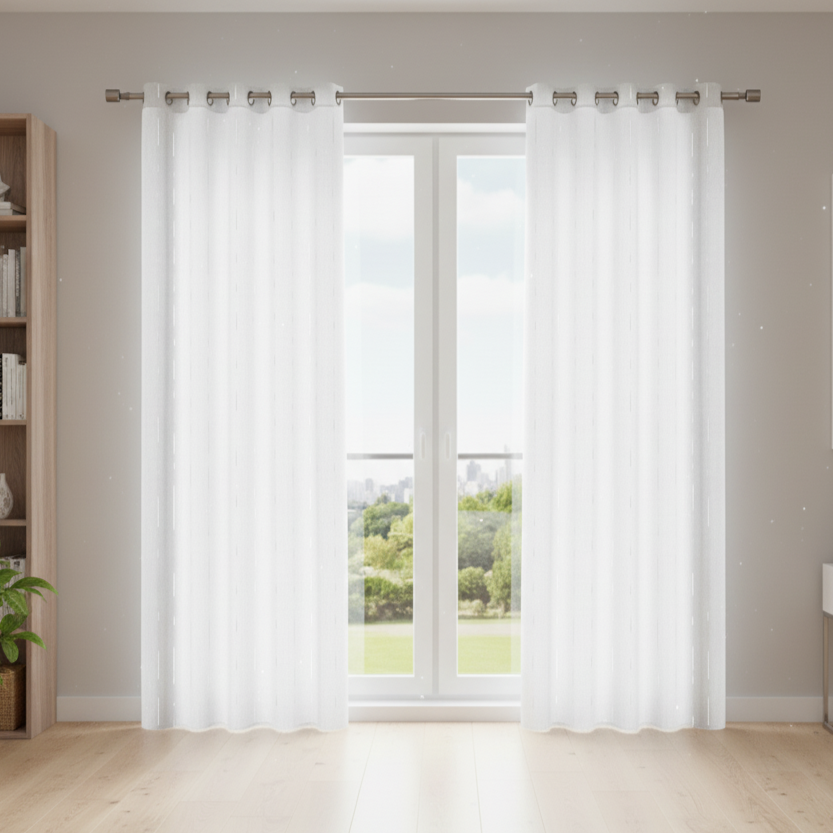 Elegant Sheer White Grommet Curtain Panel - Light Filtering Voile Window Treatment