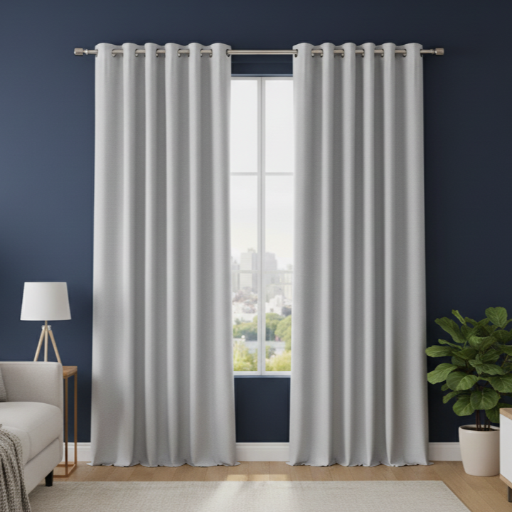 Texture Charcoal Eyelet Curtains - Modern Slate Collection