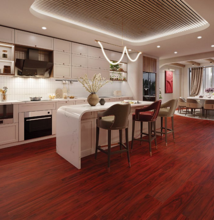 Premium Red Mahogany SPC Click Lock Flooring 7.25"x48" 5mm Waterproof Uniclic Rigid Core Floor Plank
