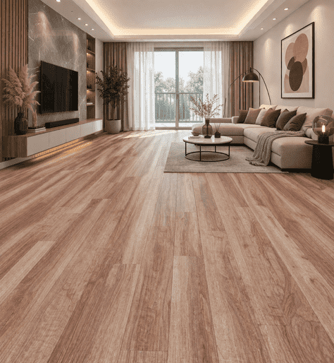Premium Beige Walnut SPC Click Lock Flooring 7.25"x48" 5mm Waterproof Rigid Core Floor Plank