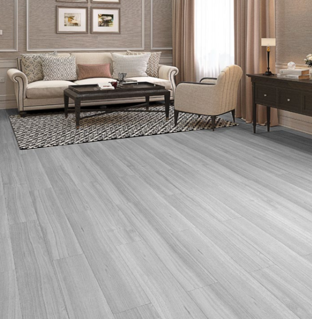 Premium Silver Frost Oak SPC Click Lock Flooring 7.25"x48" 5mm Waterproof Rigid Core Floor Plank