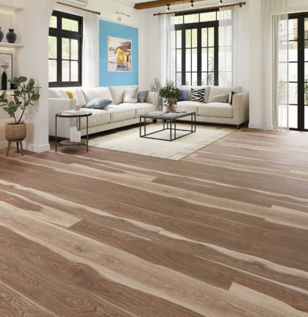Premium Dual Tone Walnut SPC Click Lock Flooring 7.25"x48" 4mm Waterproof Rigid Core Floor Plank