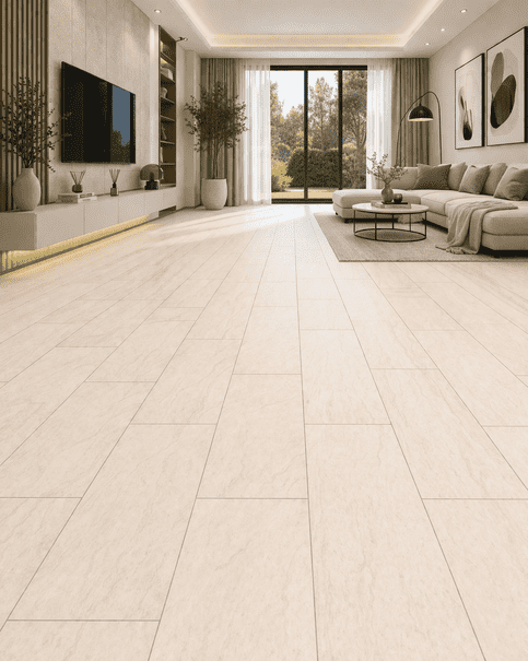 Premium Ivory Marble Finish SPC Click Lock Flooring 7.25"x48" 4mm Waterproof Rigid Core Floor Plank