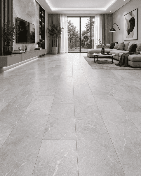 Premium Grey Marble SPC Click Lock Flooring 7.25"x48" 4mm Waterproof Rigid Core Floor Plank