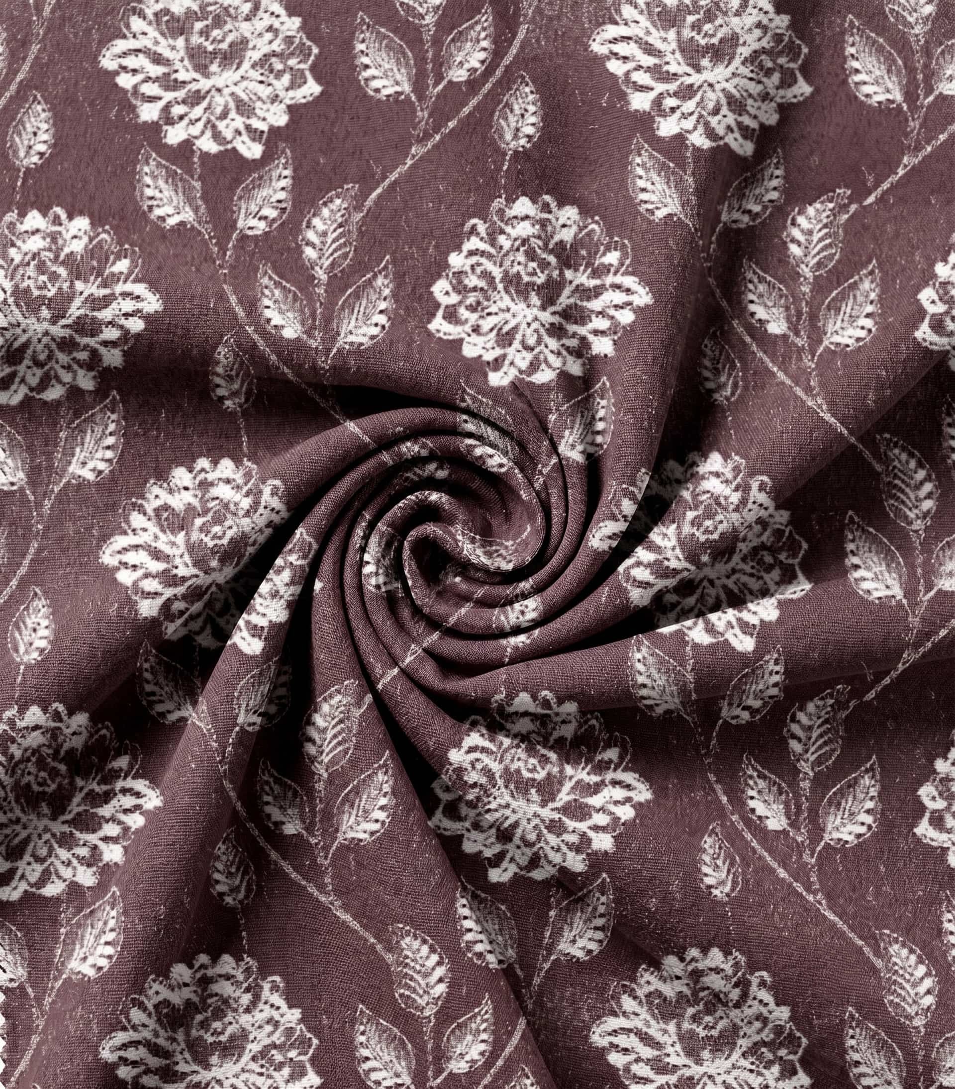 Premium Plum Mauve Vintage Floral Linen Curtain Fabric – Custom Tailored Luxury Drapes with Free In-Home Design Consultation and Full Professional Installation Services