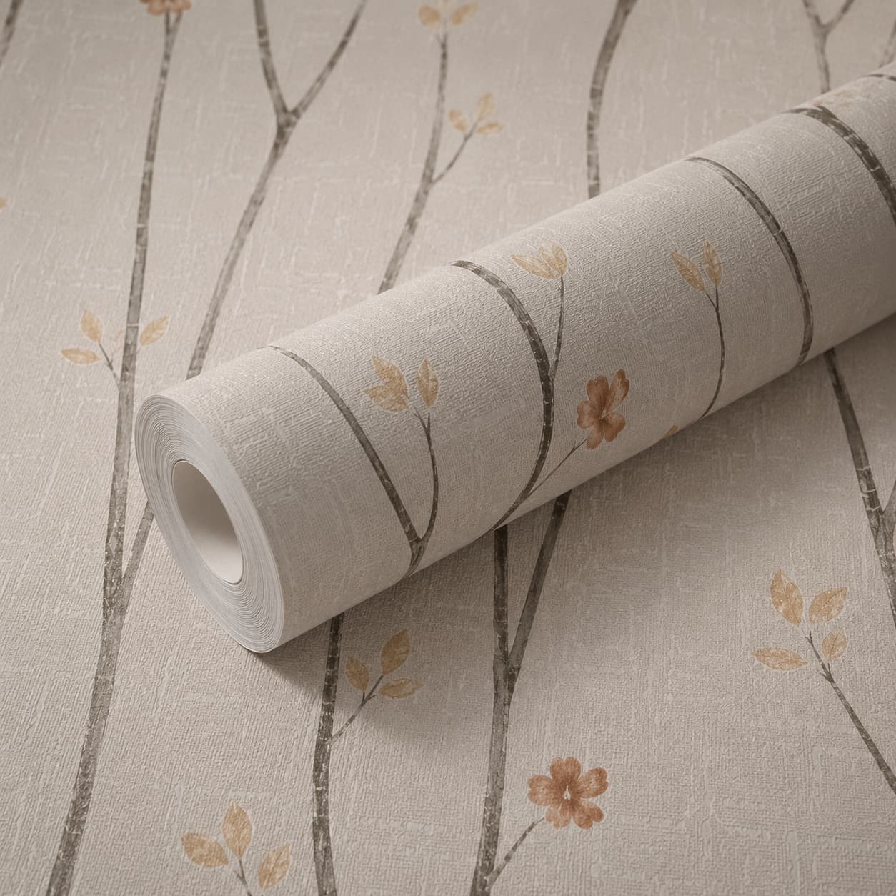 Luxury Beige Botanical Tree Branch Wallpaper Roll | Premium Textured Floral Nature Wall Covering for Living Room, Bedroom, Office & Modern Interior Décor