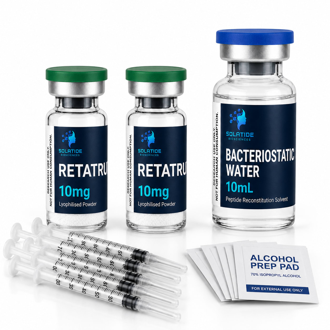 Retatrutide 10mg Research Peptide Bundle (2 Vials + Bac Water)