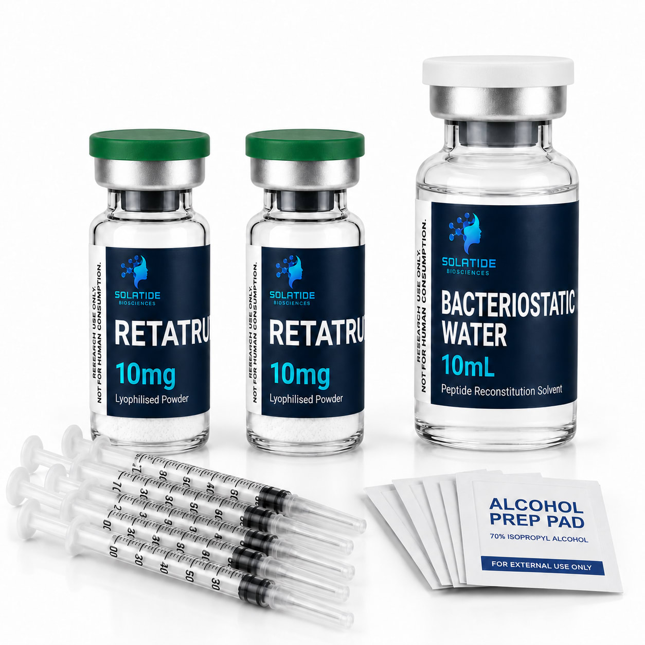 Retatrutide 10mg Research Peptide Bundle (2 Vials + Bac Water)
