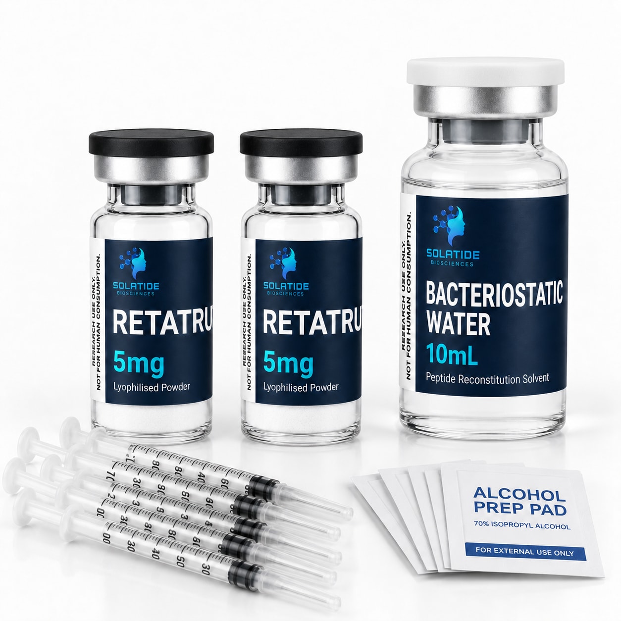 Retatrutide 5mg Research Peptide Bundle (2 Vials + Bac Water)