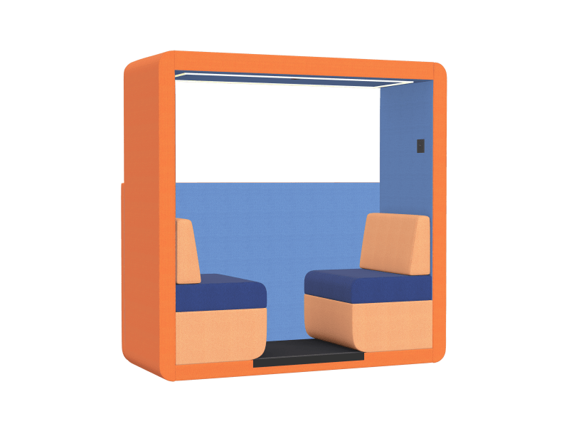 JDD Bob 2 Seat Open Meeting Booth with Half Wall - Image 1