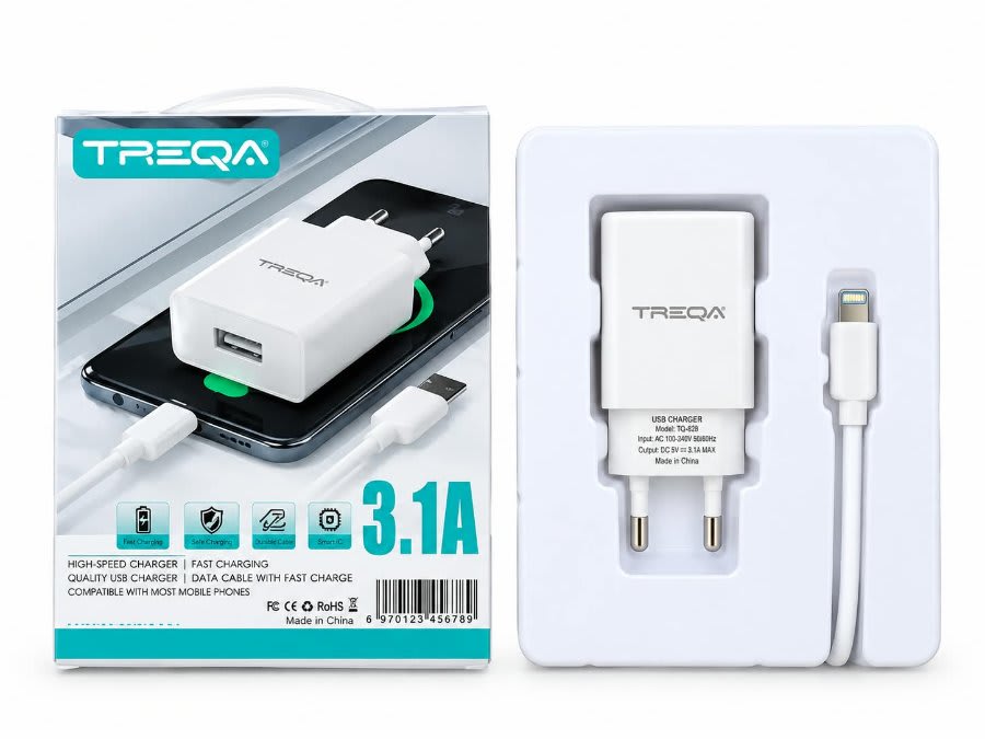 combo de cargador de pared y cable TREQA TQ-828