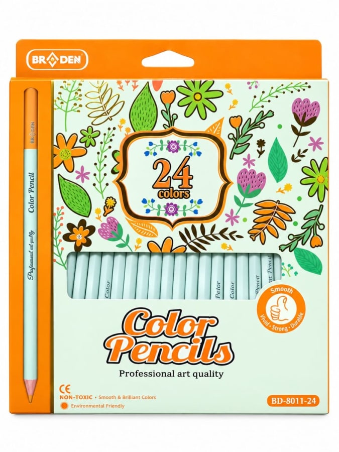 set de 24 lápices de colores profesionales Braden (Modelo BD-8011-24)