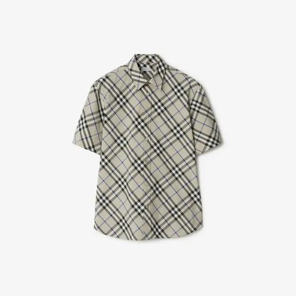 Burberry Check Cotton Long Shirt x50 - Lichen