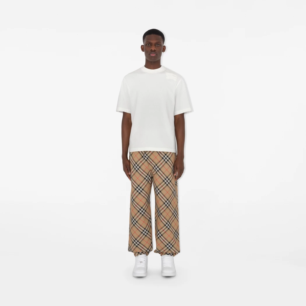 Burberry Check Twill Trousers-Sand x110