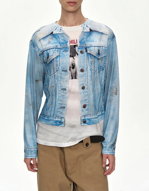 Denim Jacketed Trompe-LOeil L/S T-Shirt - Unisex