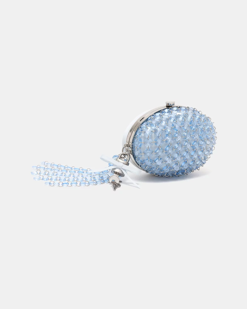 Oval Crystal Chain Clutch Bag