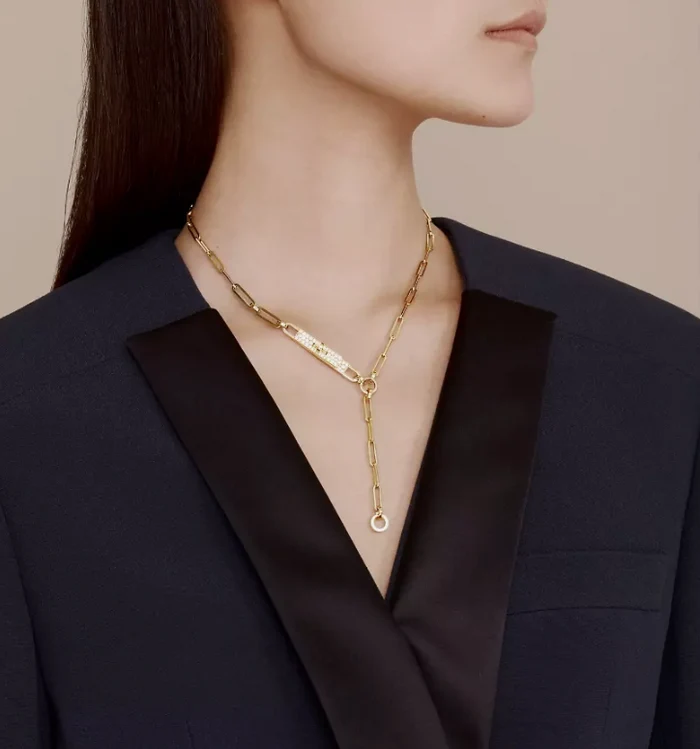 BNIB Hermes Kelly chaine necklace gold with diamonds