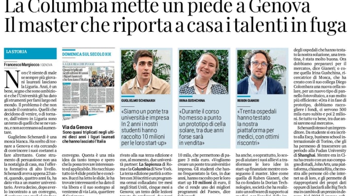 La Columbia mette un piede a Genova - [Notizia Giornale Carta]