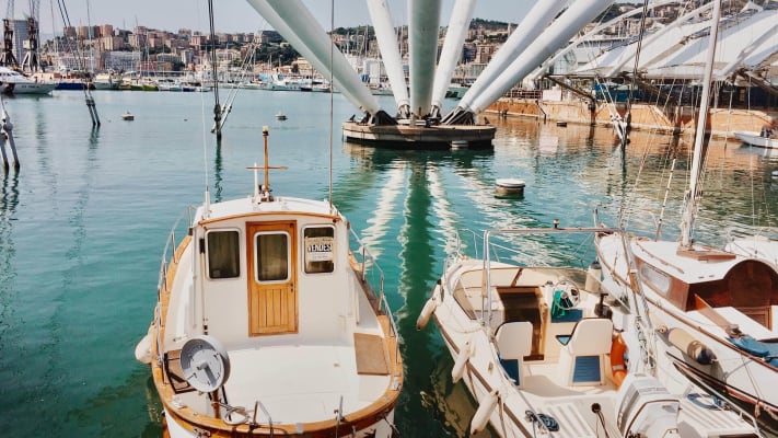 Boats docked in Porto Antico in Genova - Srin Doering